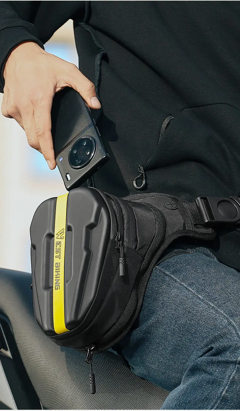 WEST BIKING Multifunktions-Motorrad-Hartschalentasche, Motocross-Tasche für Brust/Taille/Bein, mit Magnet, Kraftstofftaschen, erweiterbare Fahrradtaschen – Detail 9