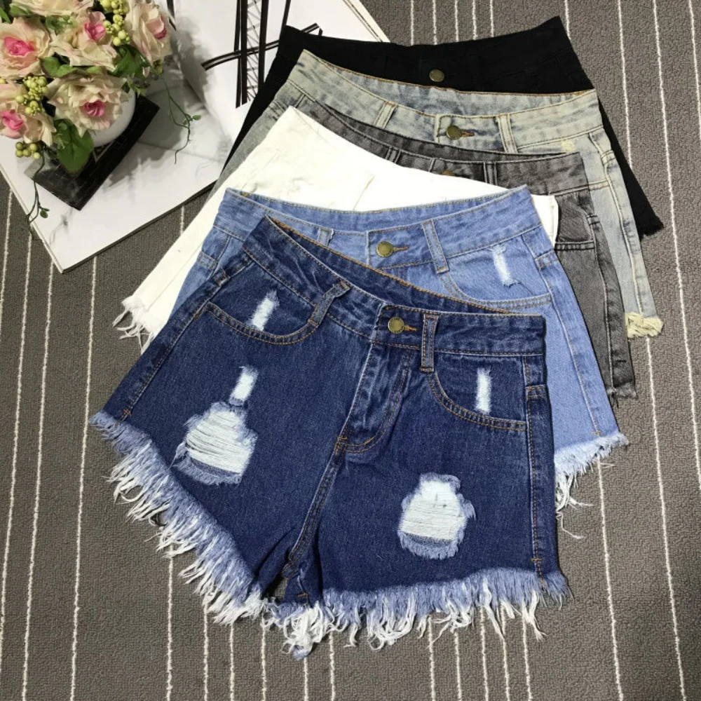 A-Line Sexy Hot Girl Denim Shorts Fashion Women Hollow Out Pocket High Waist Short Jeans Casual Streetwear Y2K Vintage Trousers 2