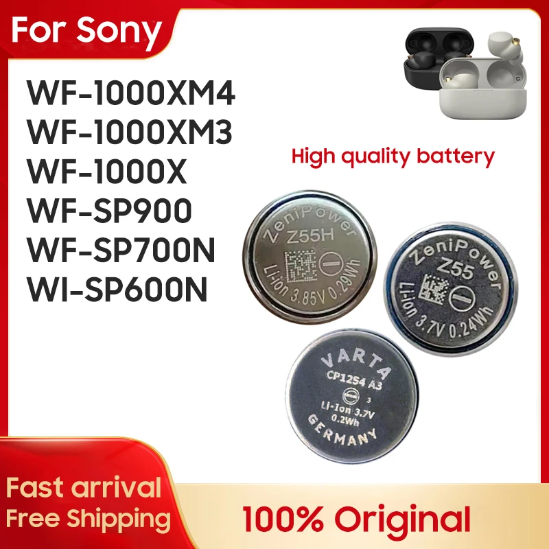 Nuova Batteria Originale Per Sony Wf-1000Xm4,Wf-1000Xm3,Wf-1000X,Wf-Sp900,Tws Auricolare Batteria Z55H 3.7 ~ 3.85V 70Mah Z55 Cp1254 A3