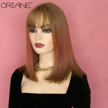 

ORIANE Blond Synthetic Wigs For Women With Bangs Noble Heat Resistant Synthetic Wigs Natural Straight Soft Hair Cosplay Wig