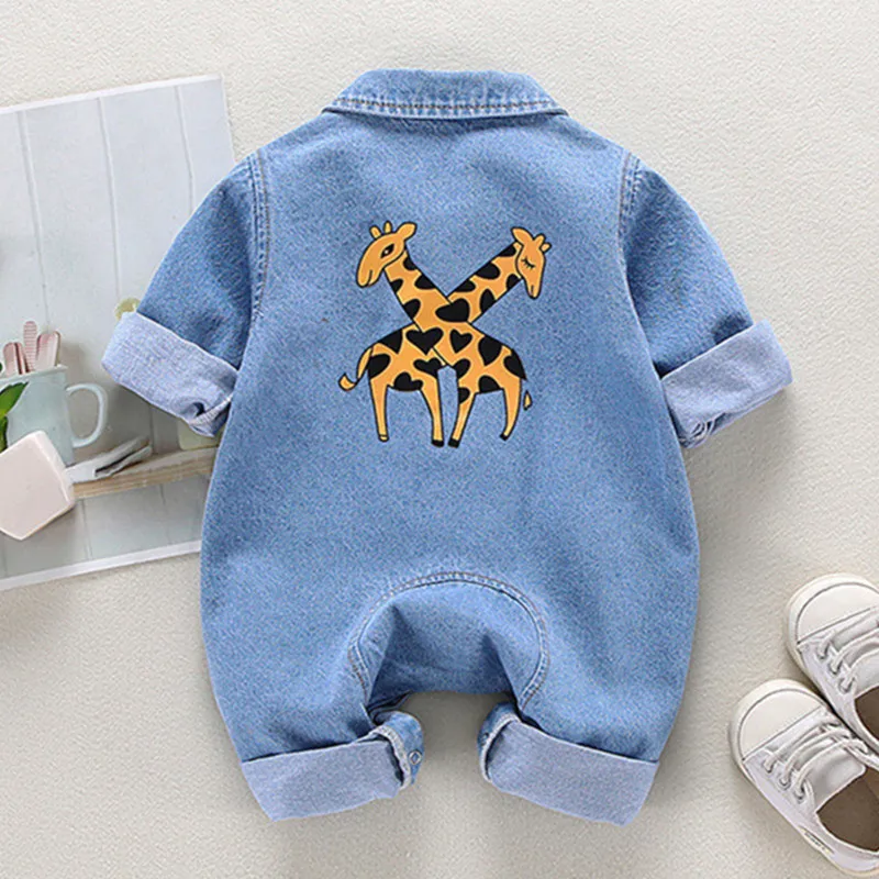 Spring Autumn Newborn Boys Girls Cowboy Broken Hole Jumpsuits Clothes Baby Long Sleeve Rompers Children Rompers
