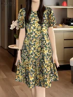 2025 Summer Dress ZANZEA Bohemain Printed Holiday Dresses Women Casual Short Sleeve Beach Sundress O Neck Knee Length Vestidos