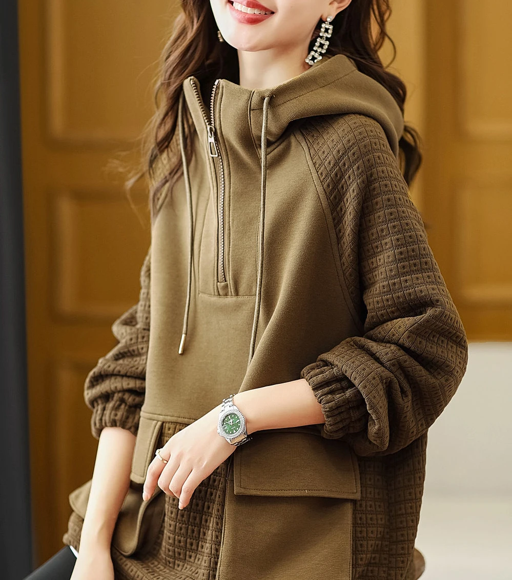 Felpa Con Cappuccio Donna - Zip Hoodie Invernale In Poliestere/Cotone