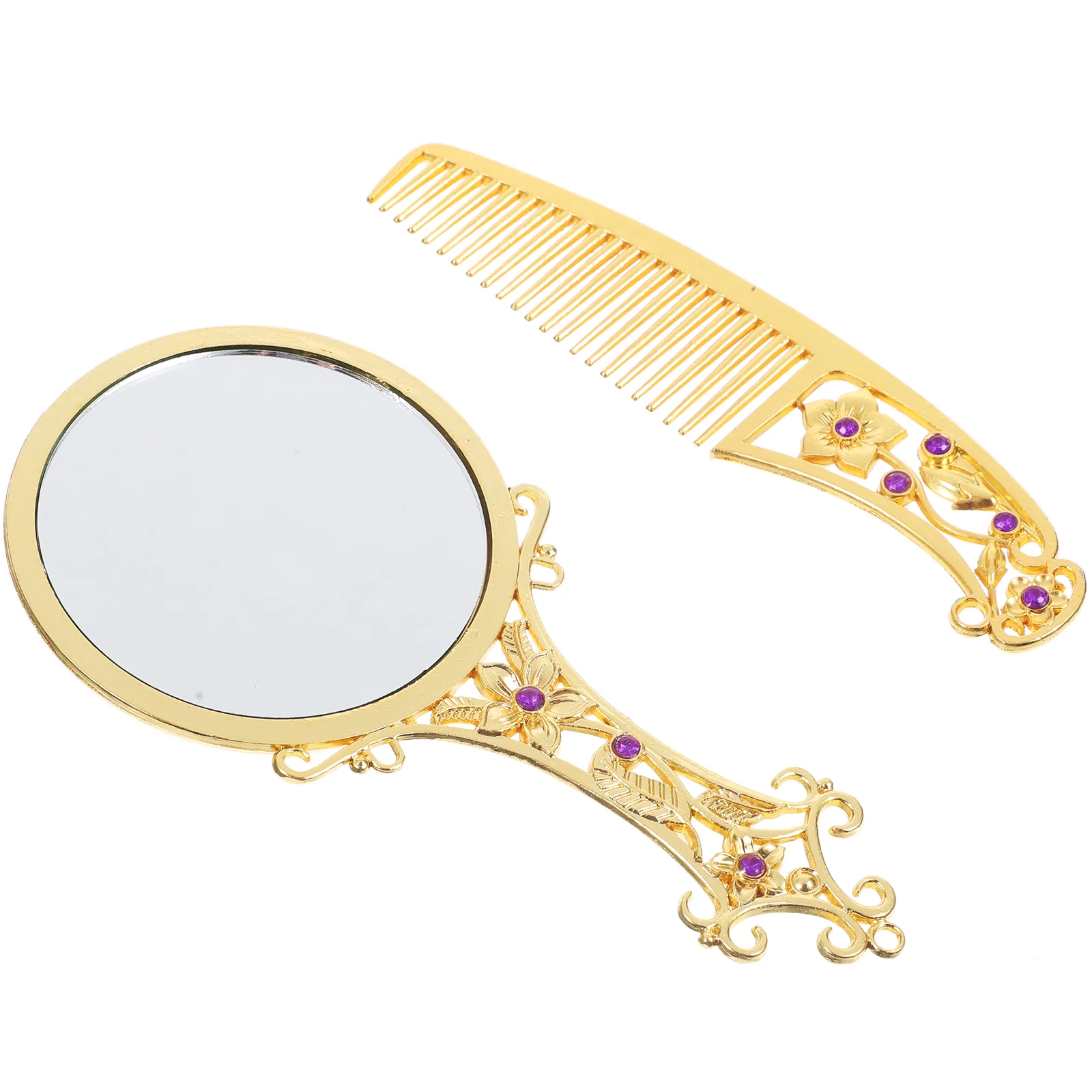 

Makeup Mirror Handheld Vintage Comb Handset Metal Retro Vanity Rusticpocket Mirrors Portable Foldable Compactand Mini Mirror