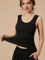 Gilet thermique épais sans couture pour femme, vêtement thermique fin et ajusté en peluche, couche de base pour l'automne et l'hiver, haut de sous-vêtement 4
