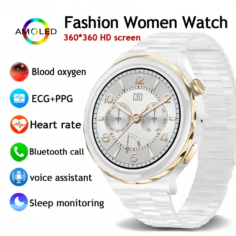 

New Smart Watch Women Custom Dial Health Monitoring Ladies Sports Bracelet ECG+PPG HD Bluetooth Calling 2024 Fashion Smartwatch