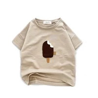 2023 Baby Boys Pure Cotton Short Sleeve T Shirts Summer Oversize Patch Popsicle Shirt Soft Baby Girls Tees O-neck Pullover Tees 4