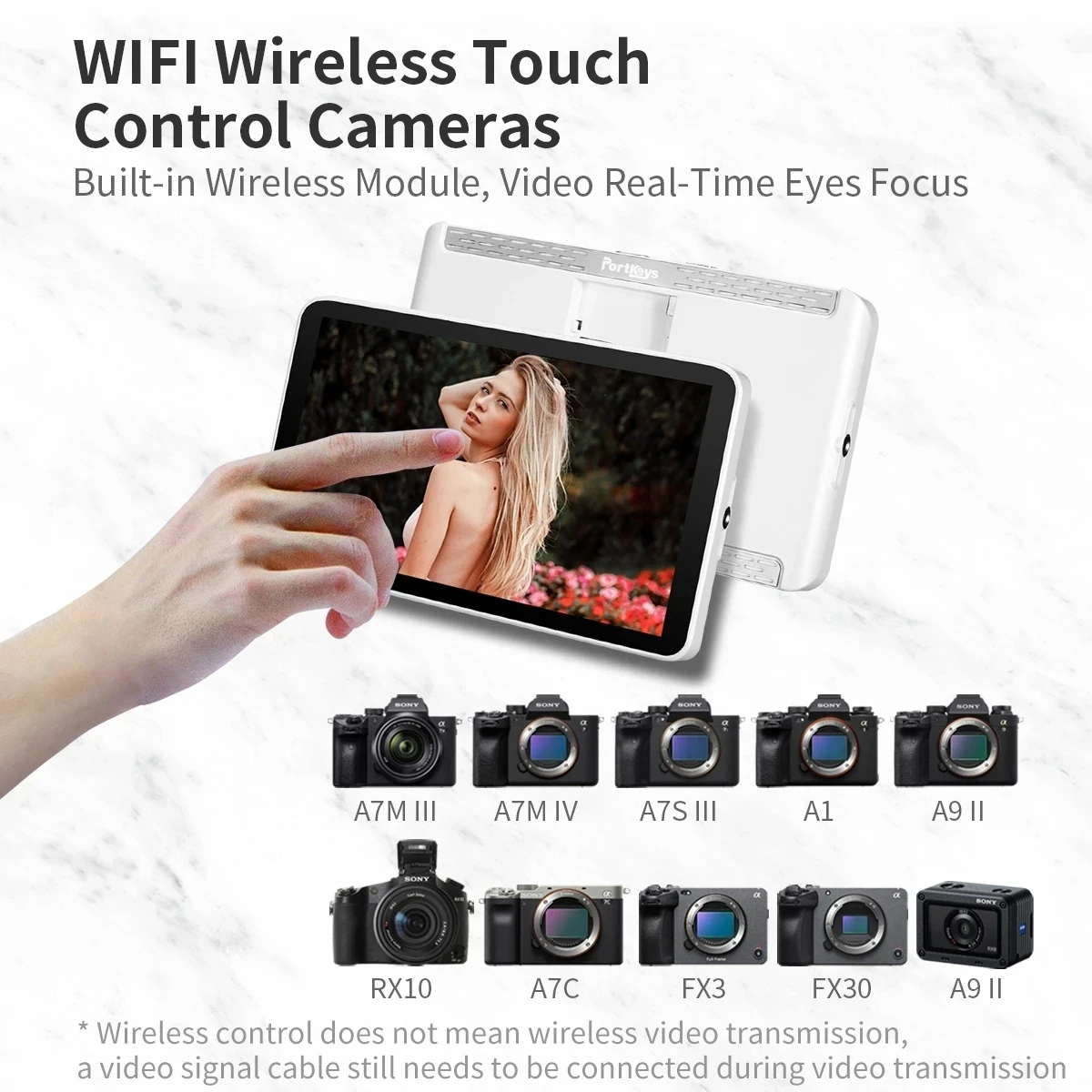 Portable monitor dslr field monitor Portkeys LH7P 7 Inch 4K monitor Dslr WiFi Bluetooth control camera BMPCC SONY white lightweight portable studio monitor