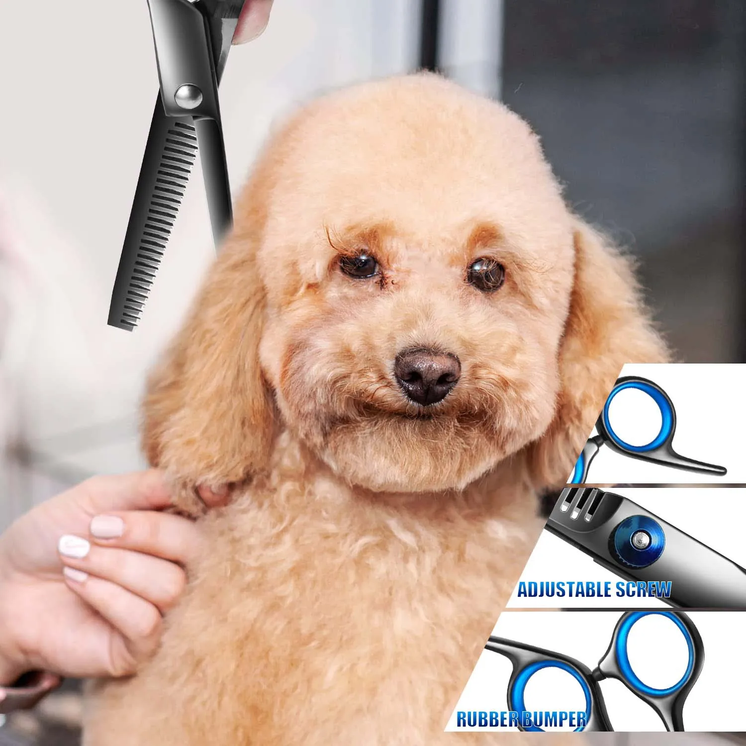 Dog Grooming Scissors Kit Professional Stainless Steel Round Head Pet Shears Animal Cutting Portable