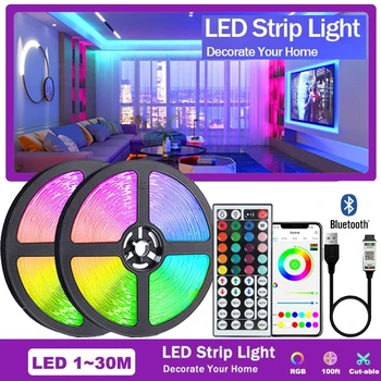 USB 5V Strip Led Lights Tape RGB 5050 Led Wall Room APP Remote Control Flexible LED Tape Diode Lights for Room Home Decoration 1