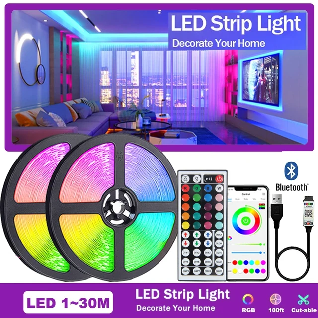 USB 5V Strip Led Lights Tape RGB 5050 Led Wall Room APP Remote Control Flexible LED Tape Diode Lights for Room Home Decoration 1