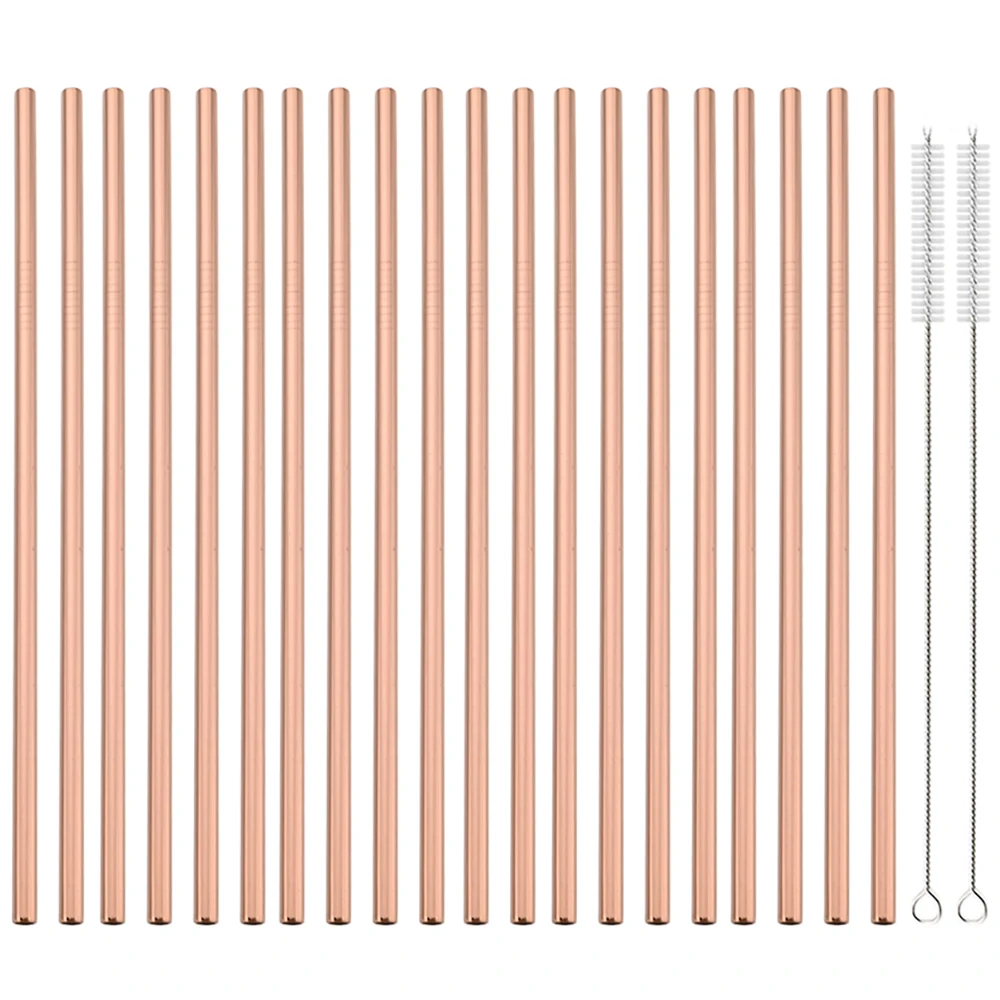 Eco-Friendly Reusable Stainless Steel Drinking Straw Set - 20-Piece High-Quality Metal Straws
