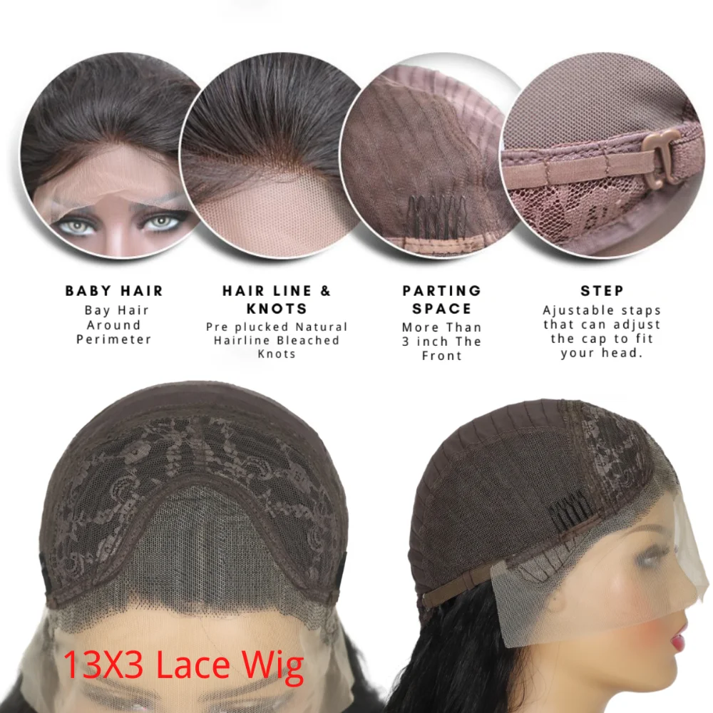 Wave 13*3 Synthetic Lace Front Wigs for Black Women Glueless Long Wavy Wigs Heat Resistant Long Black Wig