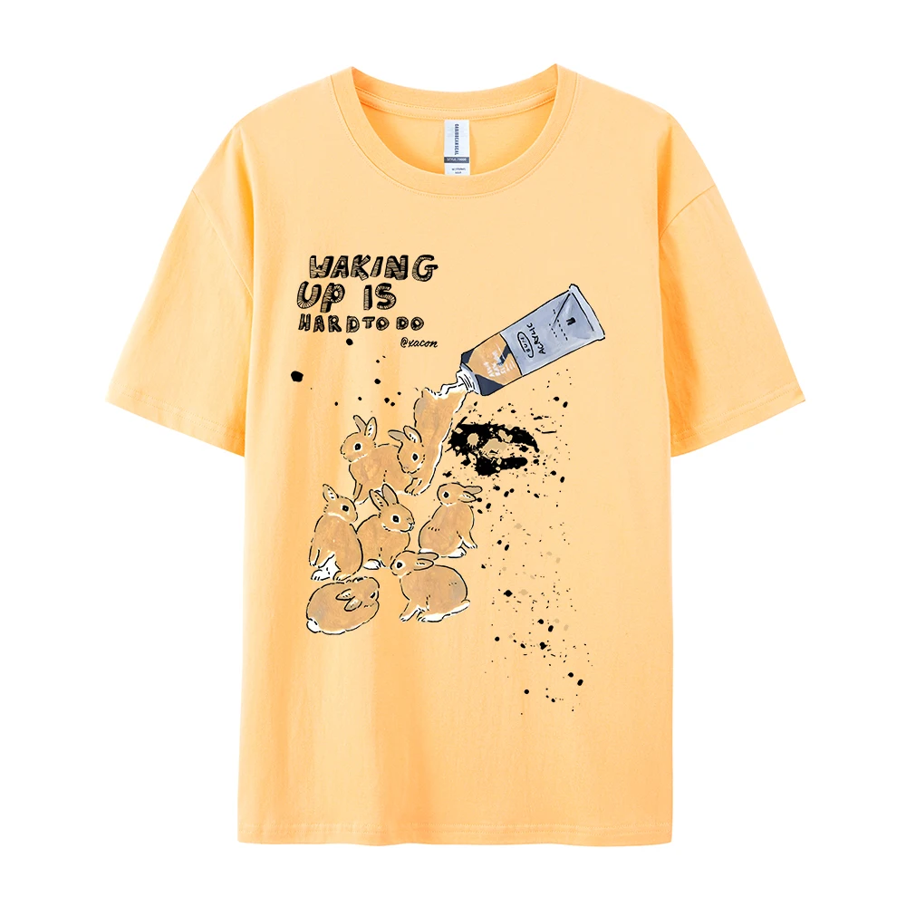 Amerikanisches Retro-Kaninchen-Druck-Kurzarm-T-Shirt für Damen und Herren im Harajuku-Lazy-Style, reine Baumwolle, vielseitiges Rundhals-T-Shirt – Detail 26