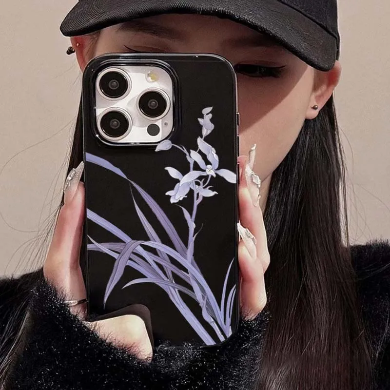 Lily Orchid Flower Print Phone Case - Shockproof Cover for iPhone 11-17 Series