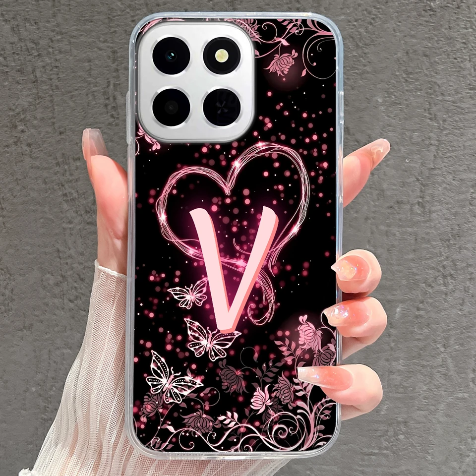 Fashion Love Heart Alphabet Anti-Drop Transparent Bumper Case