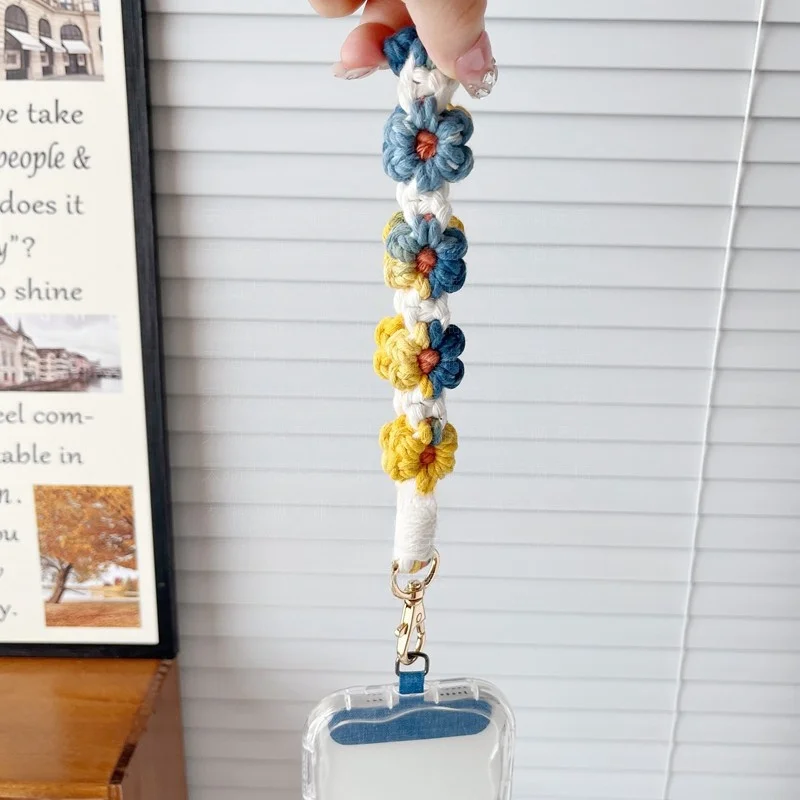 Macrame Shape Wristlet Keychain Handmade Key Chain Love Keyring Lanyard  for Phone or Keys Boho Accessories