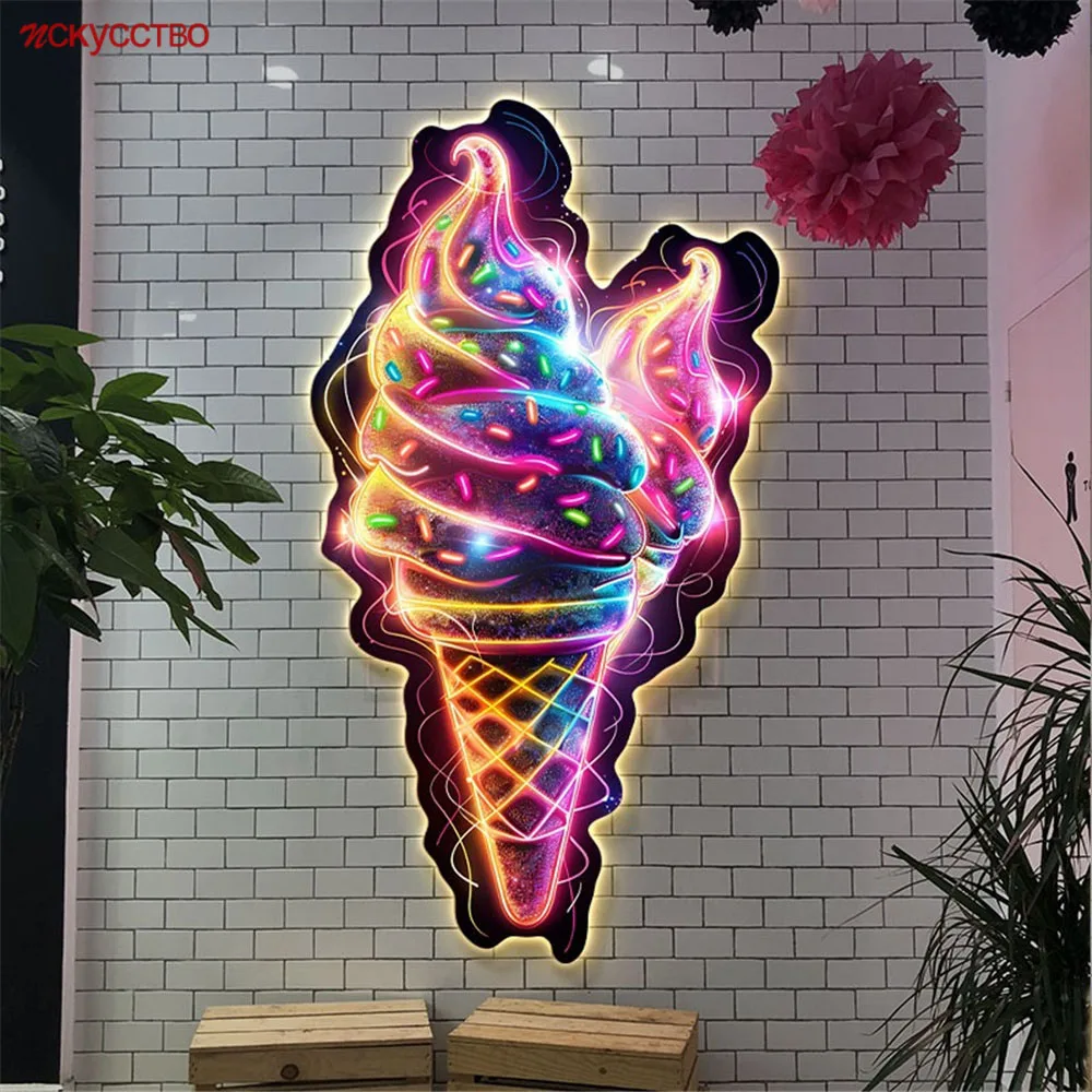 Ice Cream Lantern Painting Led Wall 1