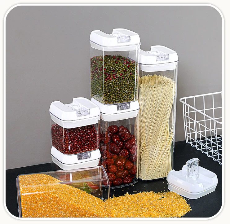 Transparent Plastic Grain Storage Box For Oatmeal Rice Spaghetti Airtight Stackable  Kitchen Pantry Cereal Sugar Flour Container - Bottles,jars & Boxes -  AliExpress