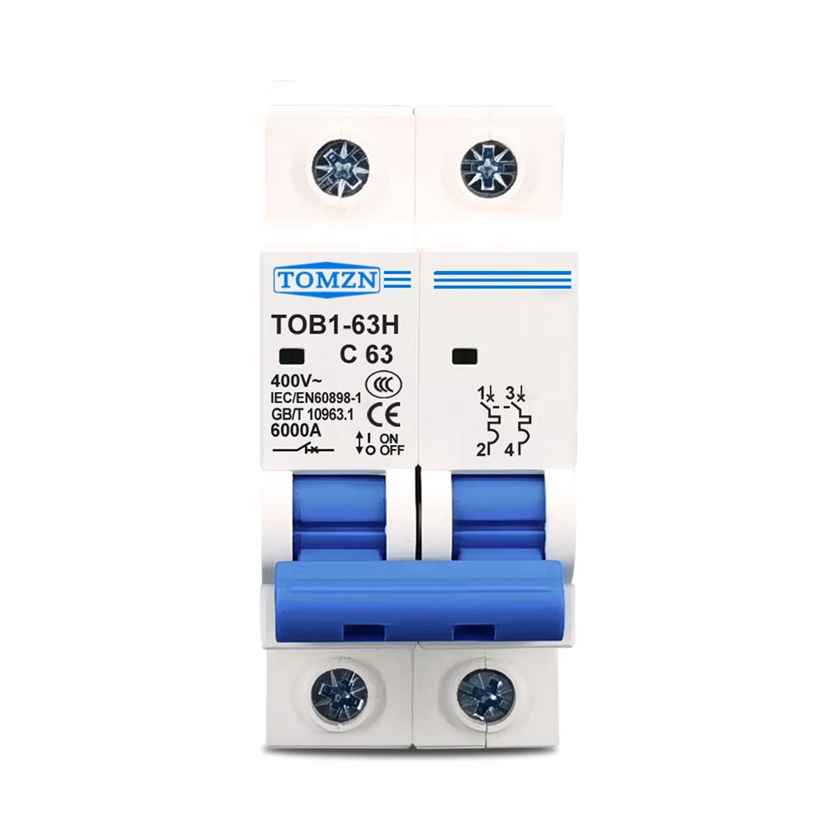 AC MCB Mini Circuit Breaker 2P C type 6A-63A 230/400V~ 50HZ/60HZ
