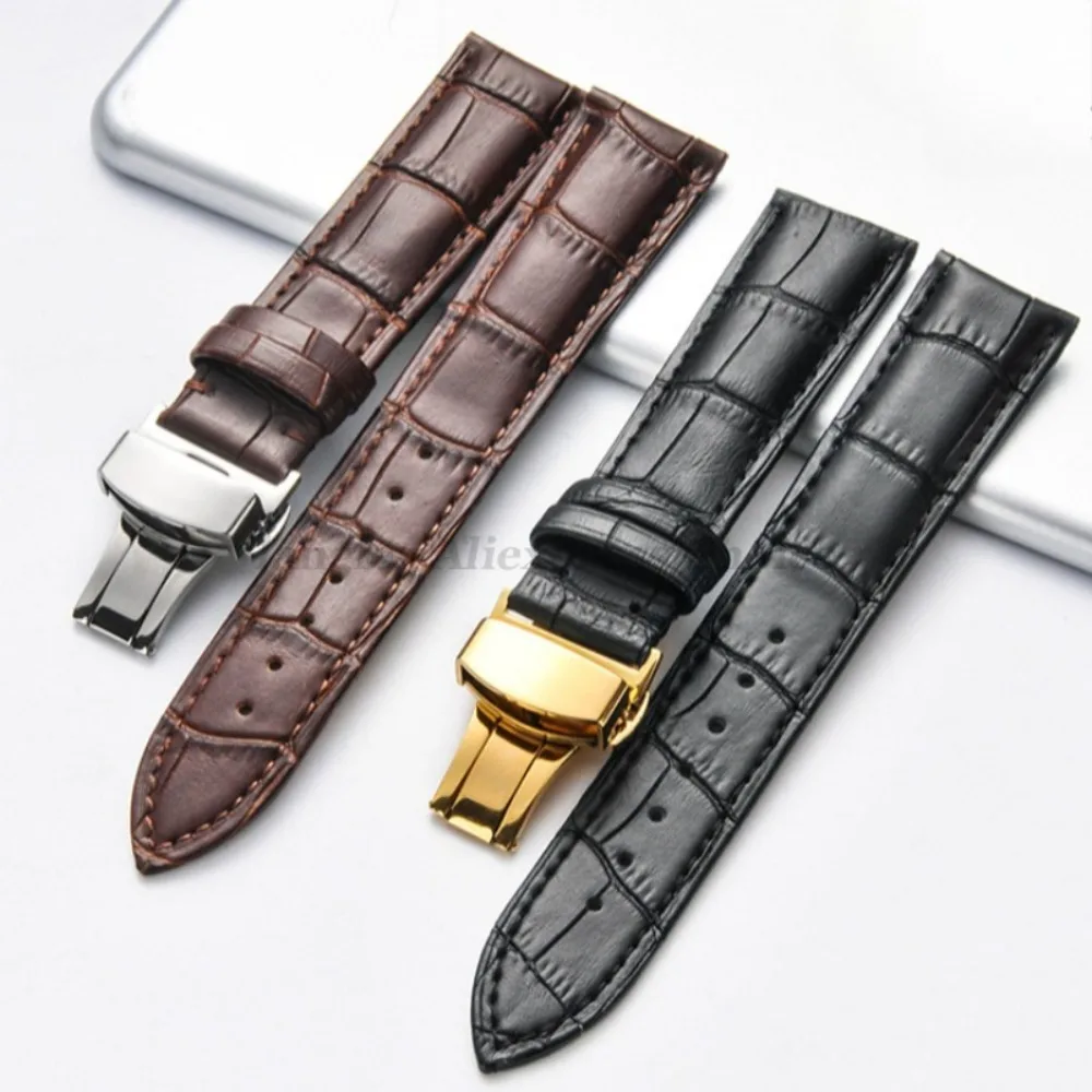 Krokodilmuster Lederarmband für Seiko für Omega für DW Armband 14mm 16mm 18mm 20mm 22mm 24mm Uhrenarmband Schmetterlingsschnallen – Detail 2