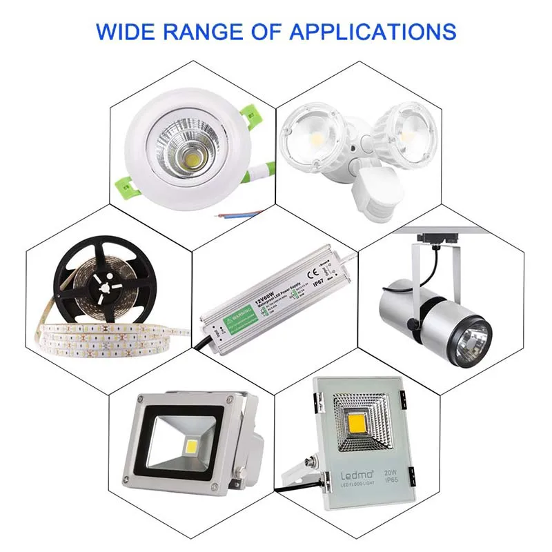 Waterproof Outdoor LED Lighting Power Supply - IP67/IP68, 12V/24V, 10W to 300W