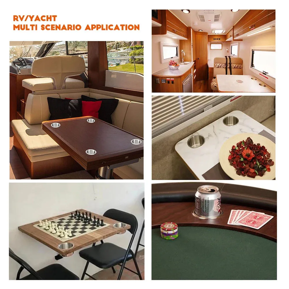 68mm 스테인레스 스틸 해양 보트 RV 컵 물 음료 병 홀더 녹슬지 않는 범용 수정 컵 홀더