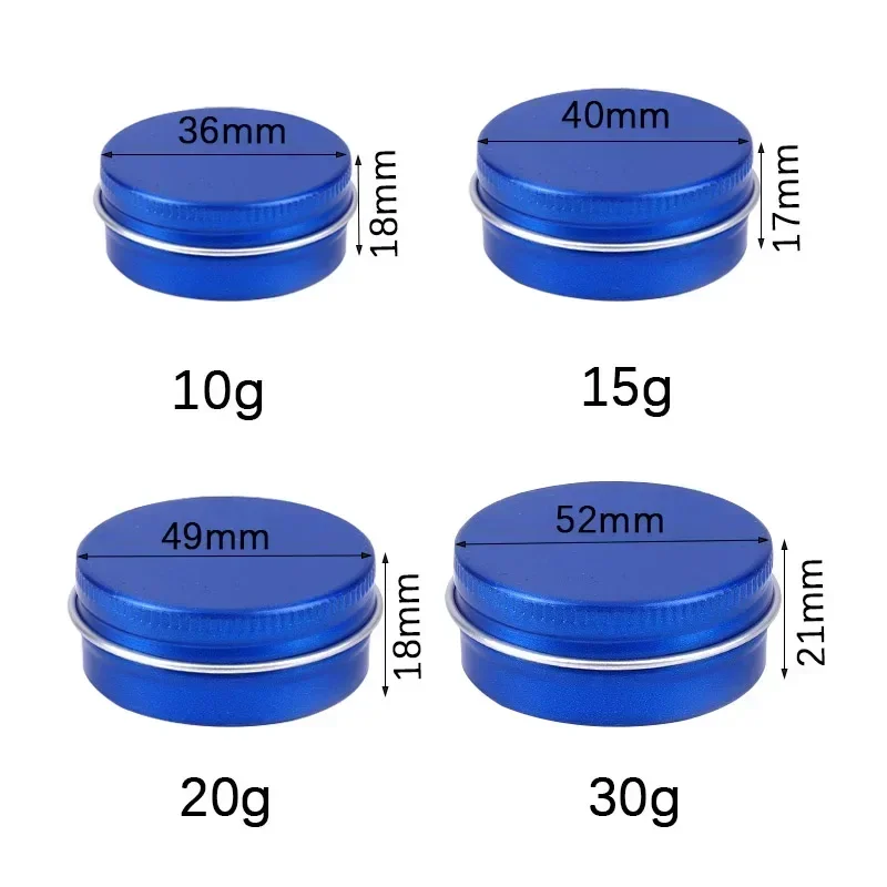 Aluminum Tins Cans 20Pcs Blue Candle Jar With Lids Aluminum Can for Cosmetic 10g 15g 20g 30g Metal Tin Box Lip Balm Container Cream Tea Cans Travel
