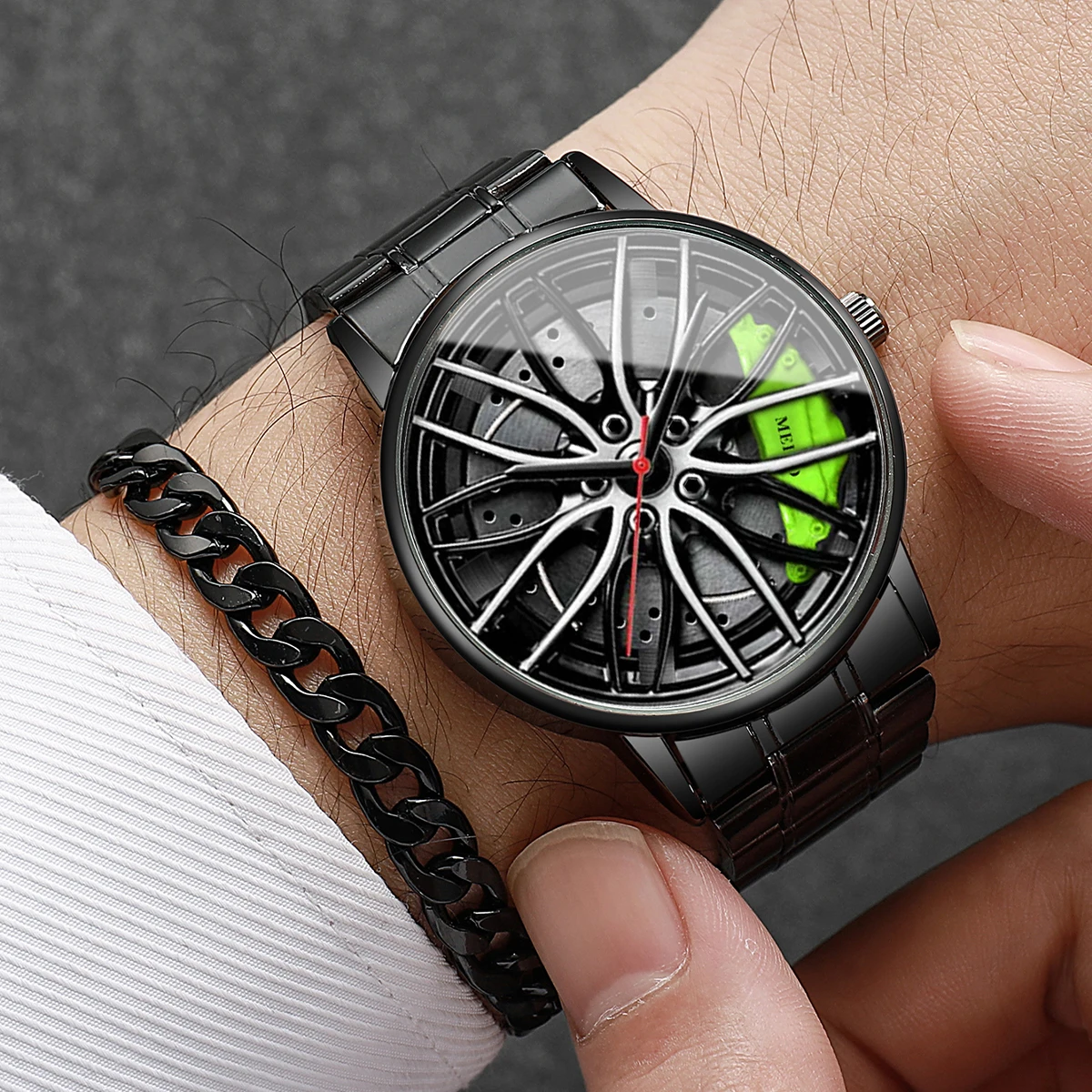 2PCs/Set Men's Style Watch Luxury Business Watch with Bracelet Set Hip Hop Party Luxury Analog Quartz Watch(Box not included)