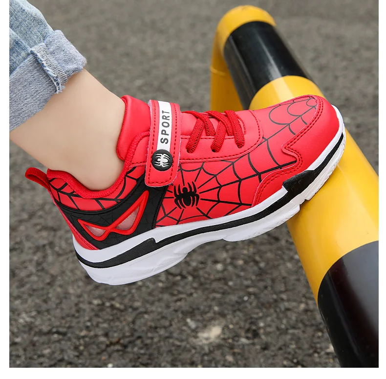 Brand Kids Cartoon Spider Sneakers Boys Comfortable Sports Shoes Outdoor Non-slip Tennis Shoes Lightweight Casual Running Shoes