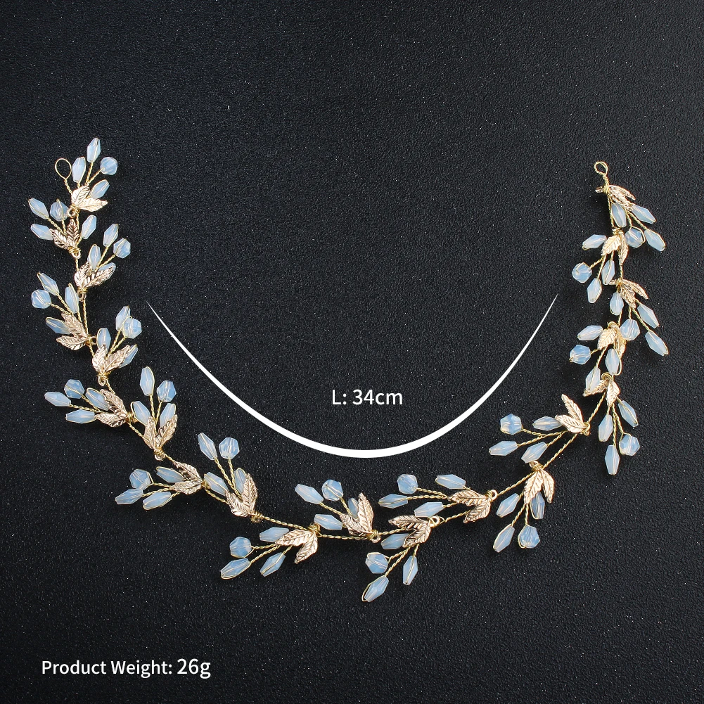 Bridal Hair Accessories Women Leaf Bride Hair Vine Pearl Wedding Flower Headband Crystal Beads Bridesmaid Headdress