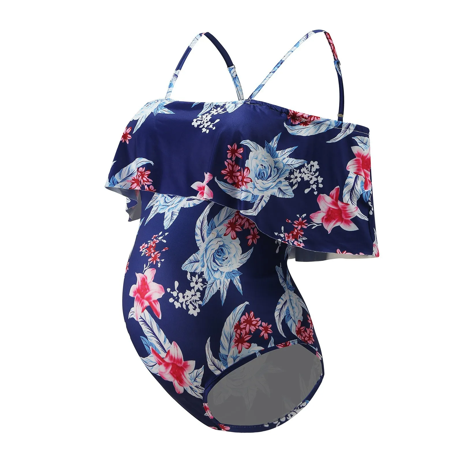 Off Shoulder Floral Print Swimwear Maternity Women One-Piece Swimsuits Pregnant Beachwear Summer Swimming One Piece Bathing Suit