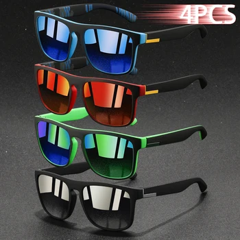 4 pçs moda vintage quadrado óculos de sol das mulheres dos homens pesca condução homem marca de luxo designer óculos de sol anti-reflexo retro 1