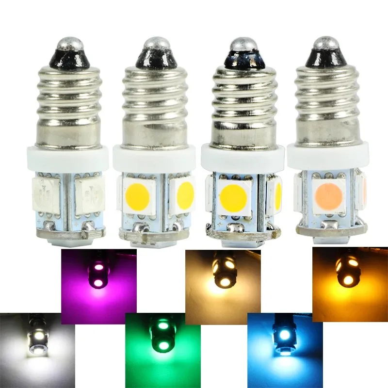 100PCS DC 6V 6.3V 5050 5SMD E10 LED Light Bulb Old Flashlight Pinball ...