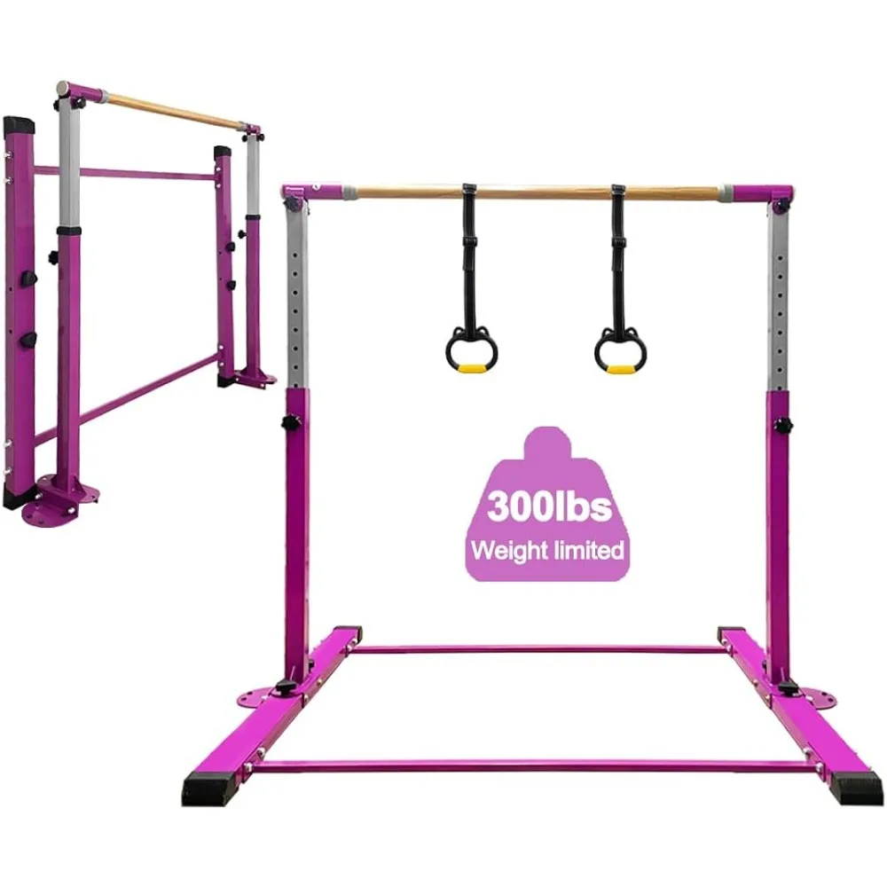 

Gymnastic Kip Bar,Kids Girls Junior Ages 3-15,3' to 5' Adjustable Height,Gym Equipment,1-4 Levels,260lbs Weight Capacity