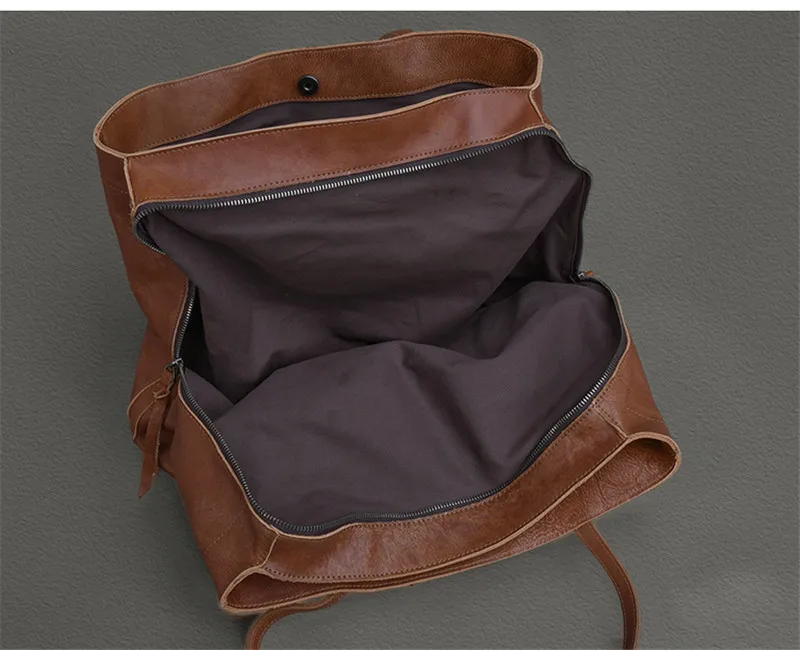 Vintage crazy horse cowhide men's large-capacity tote bag high-quality natural genuine leather shoulder bag travel handbag