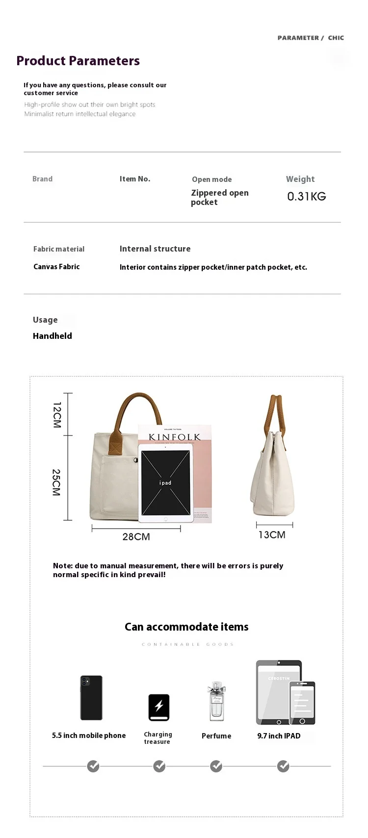 Fashionable Large Capacity Simple And Versatile Hand-held Cloth Bag Women's Casual Fabric Bag New Tote Bag Suitable For Work And Commuting_voghion.com