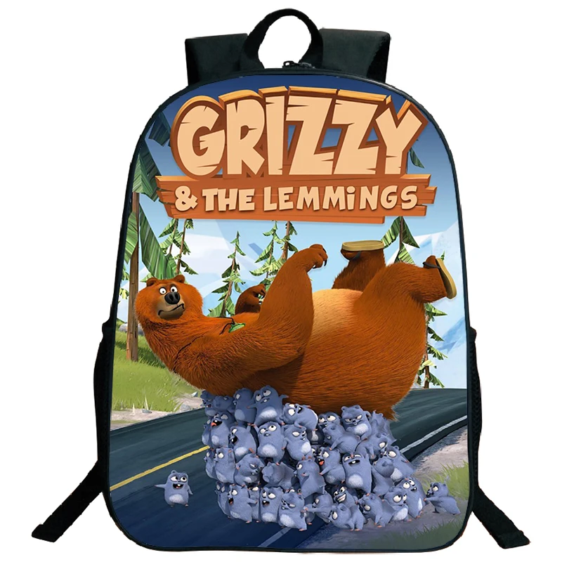 Grizzy E The Lemmings Stampa 3D Zaini Di Grande Capacità Borsa Per Laptop Zainetto Per Bambini Zainetto Per Scuola Primaria Ragazzi Bookbag