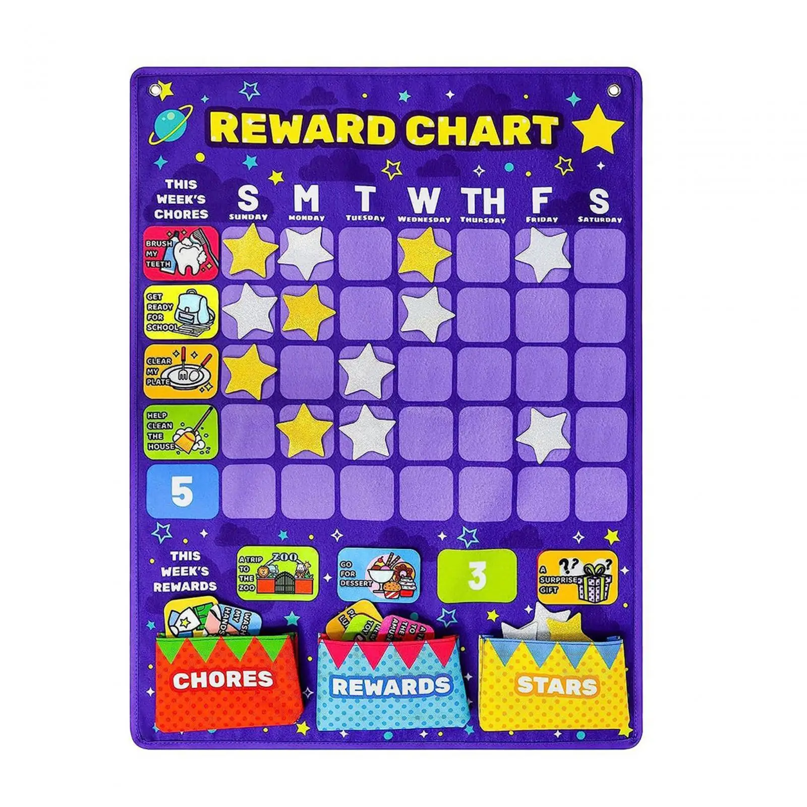 

,Daily Routine Good Behavior Charts Toddlers Chore Chart, 110cmx75cm Responsibility Training, Star Reward Chart