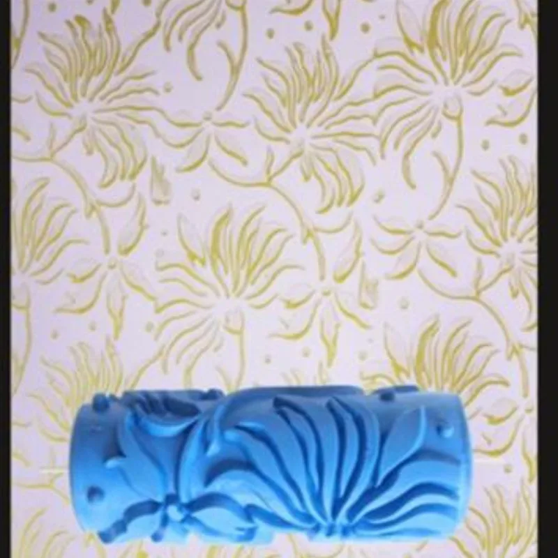 5inch blue rubber roller wall decoration painting roller decorative wall paint roller without hand grip 82-103 paint roller brush