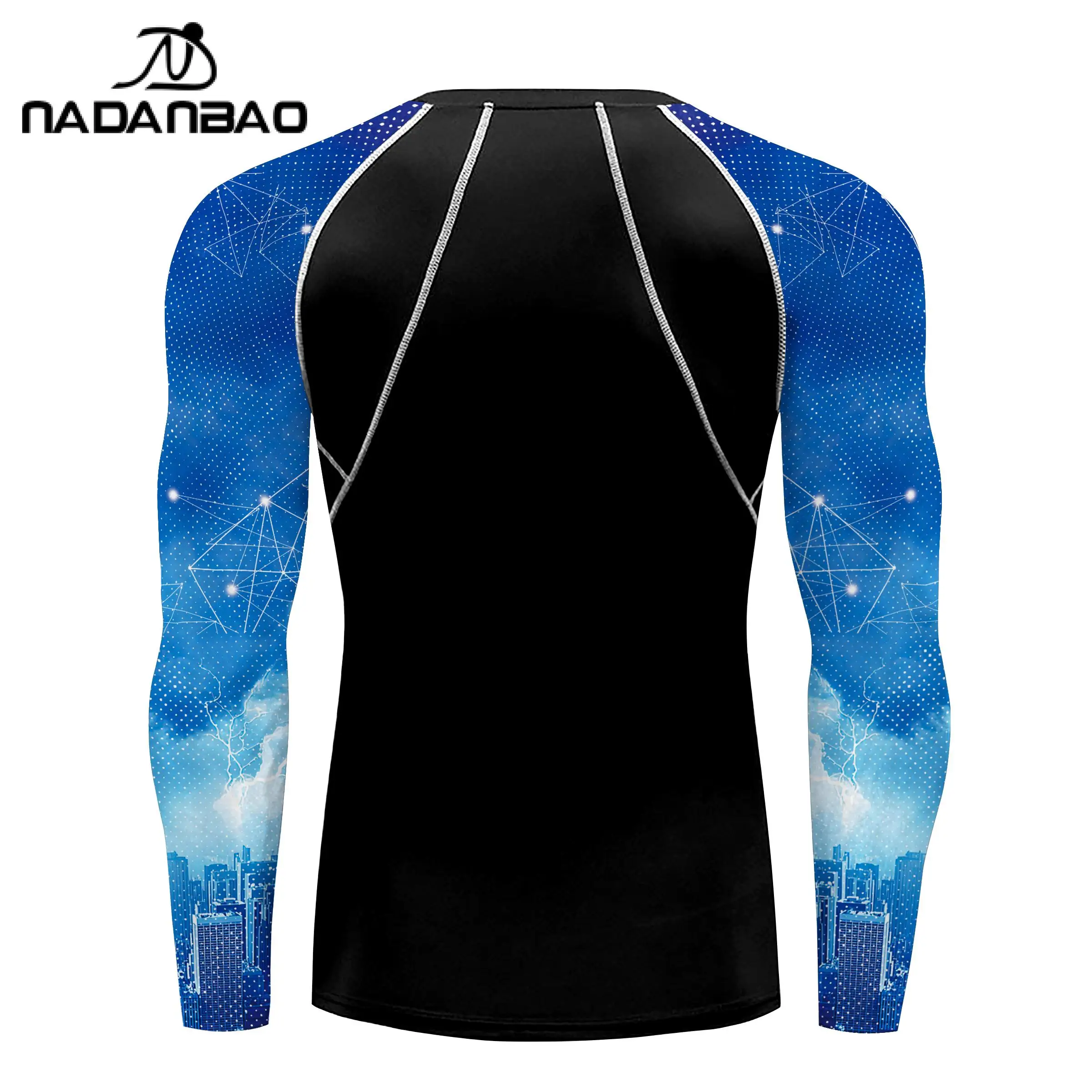 NADANBAO Rash Guard Sublimation Printed Men Running Long Sleeve Surfing Swimwear Beach Wear Sun Strech Fitness Tees Tops