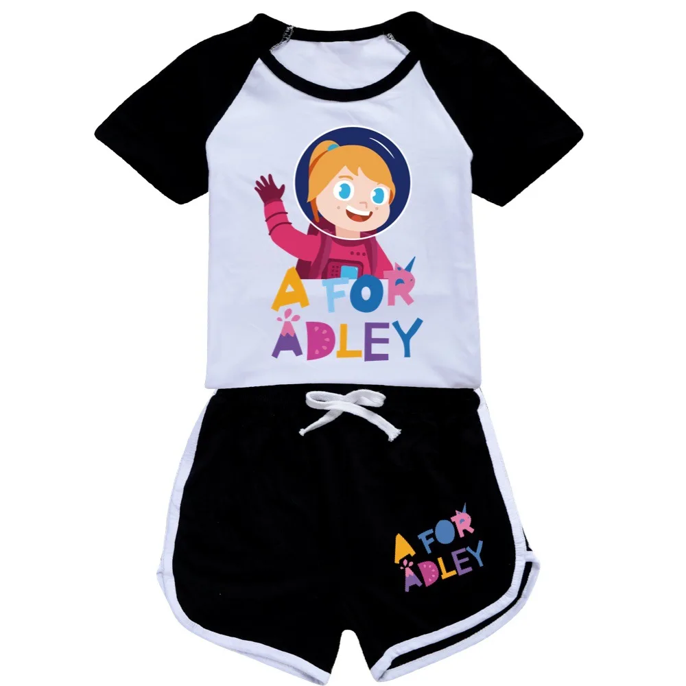 A for Adley 3D Print T-shirt Shorts Leisure Sports Suit Girls Clothing Set Baby Boys Homewear Suit Big Kids Summer Tshirt
