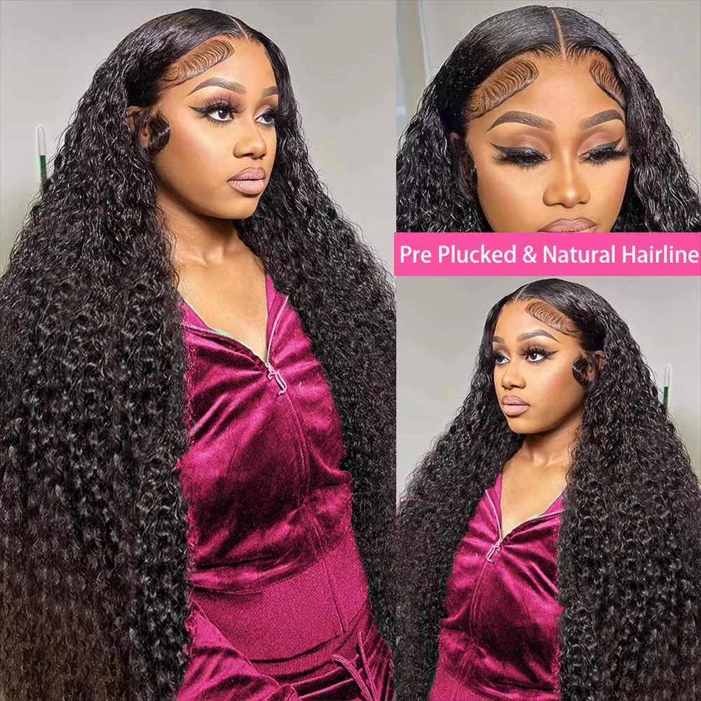 250 Density 13x6 Kinky Curly HD Lace Frontal Wigs Brazilian 30 40 Inch Water Deep Wave 13x4 Lace Front Human Hair Wig For Women 3