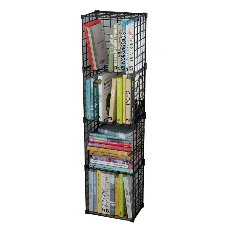 

Simple bookshelves floor-to-ceiling, space-saving combination, student desks, small storage, multi-layer wrought iron shelves, s