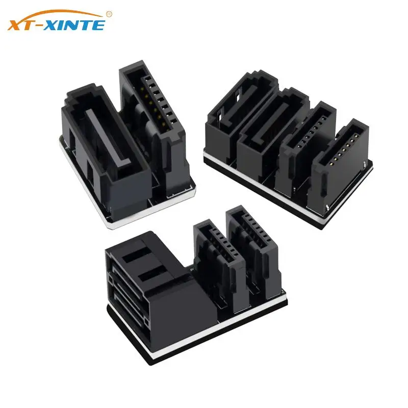 Single / Double SATA 7Pin Female to 7Pin Male 90/180 Angled Adapter Mainboard SATA Adapter for Desktop 6Gbps