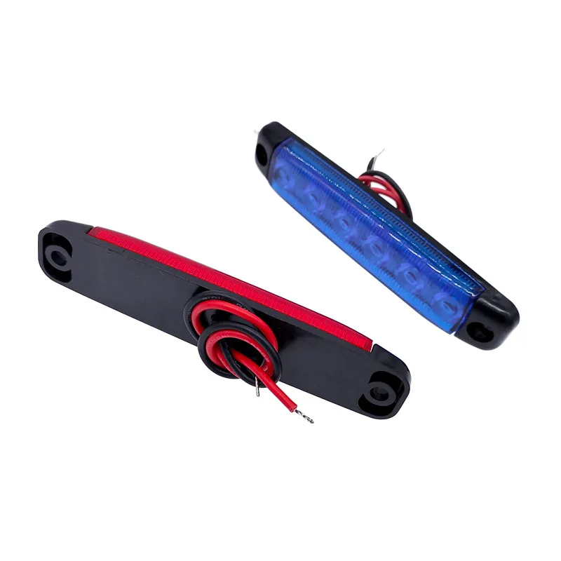 Car Warning Lamp 2Pcs 6LED 12V/24V Truck Trailer Side Marker Indicators Clearance Light Car Brake Rear Highlight Tail Light Warning Signal Lamp