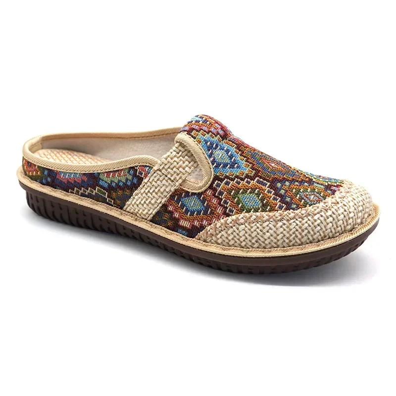 Fashion Women's Shoes Ethnic Style Embroidered Linen Breathable Outdoor Casual Slippers Shoes for Women Zapatos De Mujer 2024 images - 6