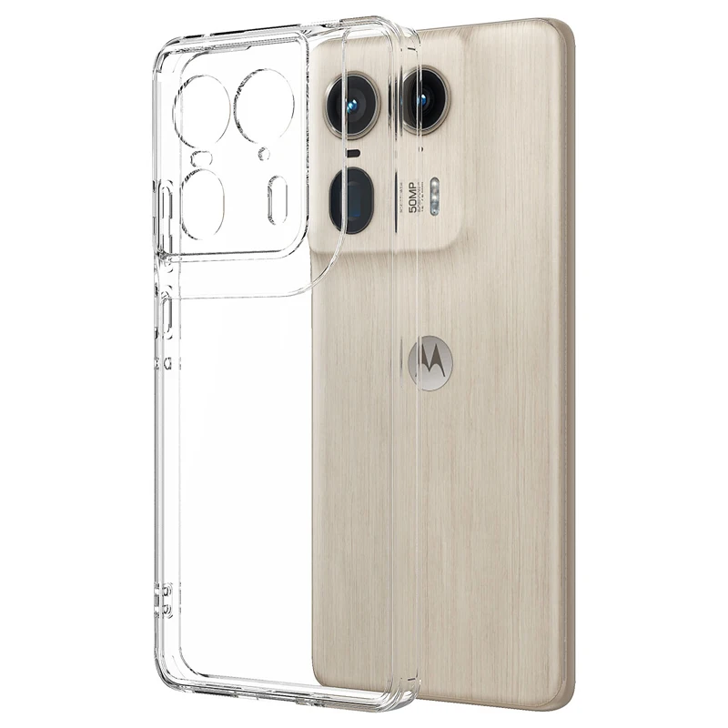Motorola Edge 50 Ultra Shockproof Transparent Case - Hard PC Soft TPU Anti-Scratch Cover