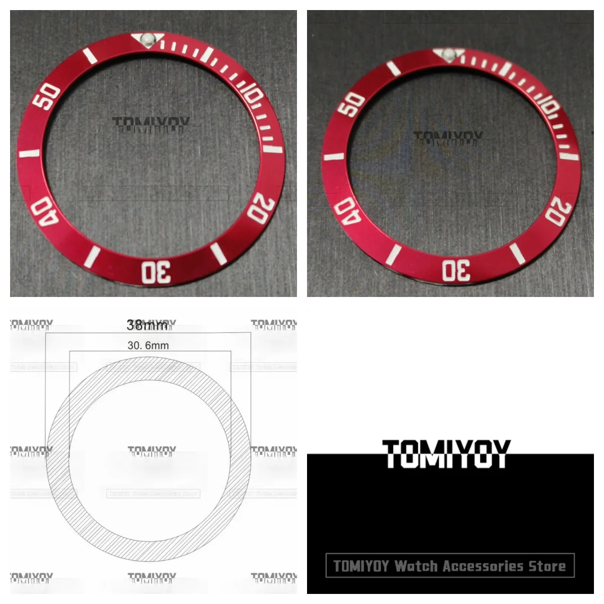 Inserto Per Lunetta In Alluminio Rosso Da 38Mm Adatto Per Rolex Water Ghost Gmt 8215 8200 Cassa Dell'Orologio