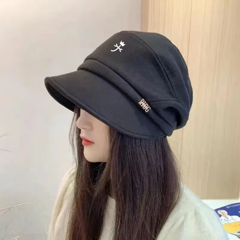 

골프모자 Women Winter Golf Hat High Quality Fashionable Retro Duck Tongue Beret Pile Fisherman Women Golf Cap Sports Golf Supplies